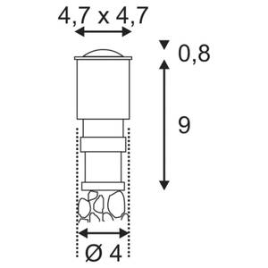 Bodeneinbaustrahler Power Trail Lite Silber - Metall - 5 x 1 x 7 cm