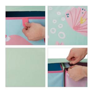 Étagère pour enfants avec boîtes tissu Turquoise - Bleu - Rose foncé - Bois manufacturé - Textile - Papier - 61 x 60 x 30 cm