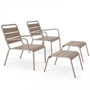 2er-Set Relaxsessel mit Hocker Palavas Taupe