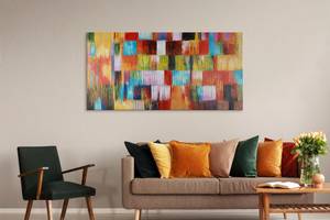 Bild handgemalt Eine Hommage ans Leben Massivholz - Textil - 140 x 70 x 4 cm
