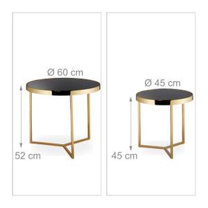 Table d’appoint ronde lot de 2 doré Noir - Doré - Verre - Métal - 60 x 52 x 60 cm