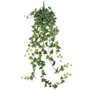 Plante artificielle suspendue Efeu Verre blanc - Vert - Textile