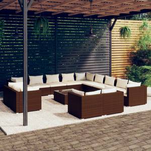 Salon de jardin 3013640-1 (lot de 14) Marron - Blanc - Métal - Polyrotin - 70 x 60 x 70 cm