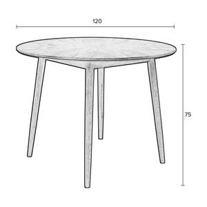 Table à manger Fabio Noir - En partie en bois massif - 120 x 75 x 120 cm