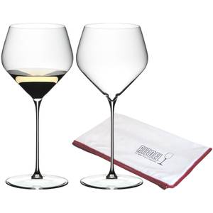 Chardonnay Veloce 2er Set + Poliertuch Glas - 12 x 25 x 12 cm