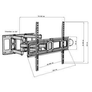 TV-Wandhalterung C95 Schwarz - Metall - 64 x 42 x 8 cm