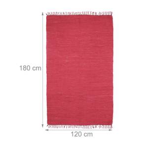 Tapis à franges rouge en coton Rouge - Textile - 120 x 1 x 180 cm