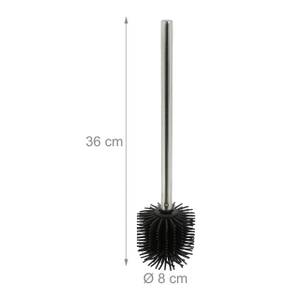 Brosse WC silicone lot de 2 Noir - Argenté - Métal - Matière plastique - 8 x 36 x 8 cm