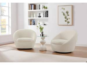 Fauteuil pivotant LACARA Blanc - Textile - 78 x 70 x 88 cm