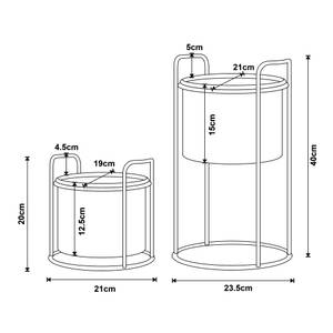 Pflanzenständer 2er Set Osen Schwarz - Metall - 24 x 40 x 24 cm