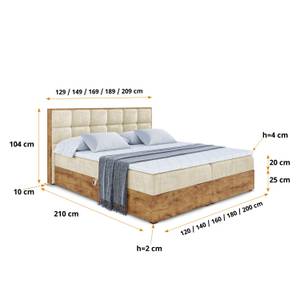 Boxspringbett LOLLI2 Beige - Breite: 140 cm - H3