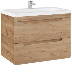 Waschtisch Wotaneiche 80cm Becken Braun - Holzwerkstoff - 81 x 63 x 46 cm