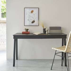 Schreibtisch DUBLIN Schwarz - Massivholz - 61 x 75 x 130 cm