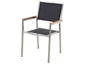 Chaise de salle à manger GROSSETO Noir - Chêne clair - Argenté - Lot de 4