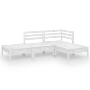 Salon de jardin Blanc - Bois massif - Bois/Imitation - 64 x 63 x 64 cm