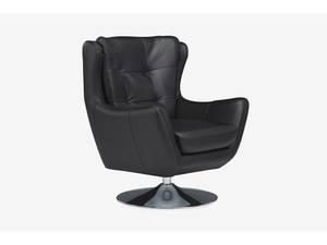 Fauteuil pivotant ANABA Noir - Cuir véritable - 82 x 95 x 81 cm