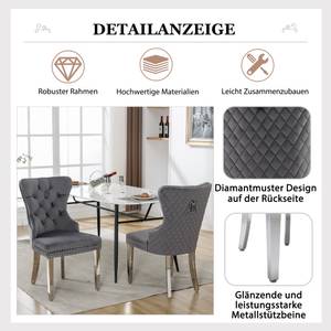 Polsterstuhl Mila (2er-Set) Grau - Metall - Massivholz - 53 x 94 x 62 cm