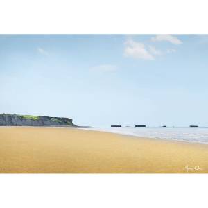 Tableau sur toile plage d'Arromanches 45 Bleu - Fibres naturelles - 45 x 65 x 4 cm