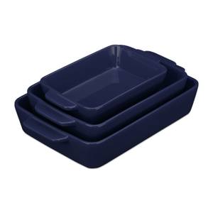 3er Auflaufform Set Blau - Keramik - 33 x 6 x 20 cm