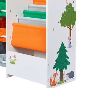 Kinderregal mit Boxen Grün - Orange - Weiß - Holzwerkstoff - Metall - Textil - 64 x 64 x 30 cm