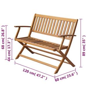 Banc de jardin 44132 Marron - Bois massif - Bois/Imitation - 120 x 89 x 120 cm