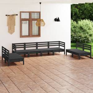 Salon de jardin Noir - Bois massif - Bois/Imitation - 64 x 63 x 64 cm