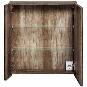 Spiegelschrank 60cm mit LED-Beluchtung Braun - Holzwerkstoff - 60 x 75 x 17 cm