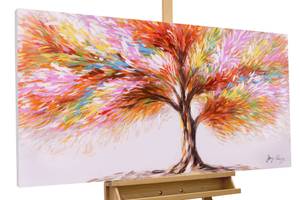 Tableau peint Magic Blossom Tree Bois massif - Textile - En partie en bois massif - 120 x 60 x 4 cm