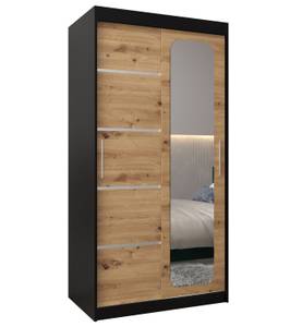 SCHWEBETÜRENSCHRANK PROMO V2 Schwarz - Eiche Dekor - Breite: 100 cm - 2 Türen