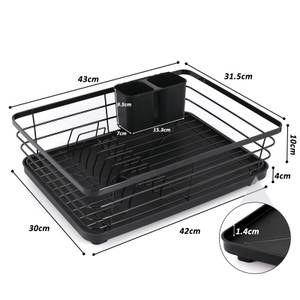 Geschirrabtropfgestell C705-S Schwarz - Metall - 31 x 14 x 42 cm