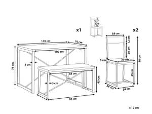 Esstischset FLIXTON 4-tlg Schwarz - Braun - Holzwerkstoff - 110 x 86 x 70 cm