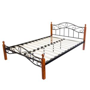 Metallbett mit Lattenrost 1206 Schwarz - Braun - Rotbraun - Breite: 145 cm