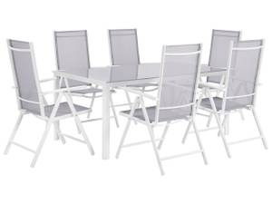 Set de salle à manger CATANIA Gris - Blanc - Métal - 160 x 108 x 91 cm