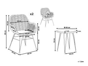 Bistro Set TROPEA II 3-tlg Beige - Schwarz - Blau - Polyrattan - 54 x 80 x 52 cm