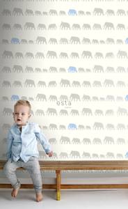 Tapete Elefanten 6983 Blau - Naturfaser - Textil - 53 x 1005 x 1005 cm