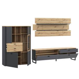 Wohnwand Leone 21 (3-teilig) Grau - Holzwerkstoff - 329 x 188 x 42 cm