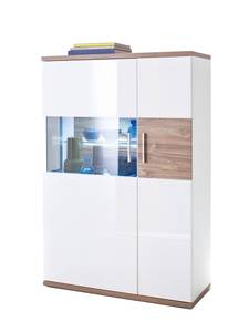 Highboard Lorenz 7-LR mit LED Weiß - Holzwerkstoff - Kunststoff - 90 x 135 x 37 cm