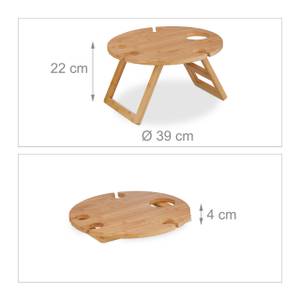 Mini-table portative ronde en bambou Marron - Bambou - 39 x 22 x 39 cm