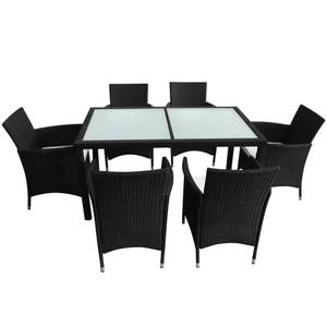 Garten-Essgruppe (7-teilig) 296279-2 Schwarz - Kunststoff - Polyrattan - 90 x 75 x 150 cm