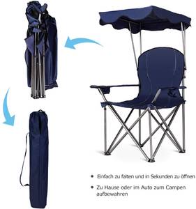 Campingstuhl mit Sonnendach Blau - Metall - 68 x 130 x 97 cm