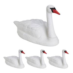 4 cygnes décoratifs pour le jardin XXL Blanc - Matière plastique - 81 x 43 x 34 cm