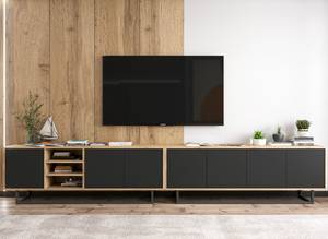 Tv-Lowboard Loft APOLLO Schwarz - Eiche Wotan Dekor