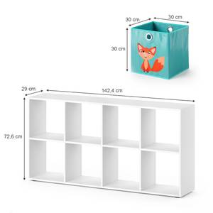 Raumteiler „Scutum“ Weiß mit 8 Faltboxen Weiß - Holz teilmassiv - 142 x 72 x 29 cm