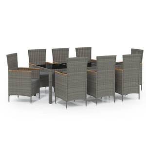 Garten-Essgruppe (9-teilig) 3094938 Grau - Kunststoff - Polyrattan - 90 x 75 x 190 cm