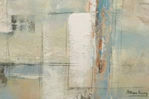 Tableau peint Libéré des contraintes Beige - Bleu - Bois massif - Textile - 60 x 60 x 4 cm