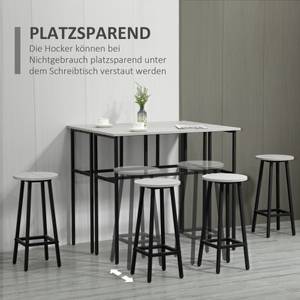 Bartisch-Set mit 4 Hockern 835-678GY Grau - Holzwerkstoff - 40 x 90 x 100 cm