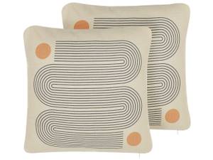 Kissen 2er Set CALIBRACHOA Beige - Grau - Orange - Textil - 45 x 10 x 45 cm