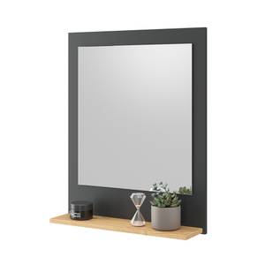 Badspiegel „Fabio“ Anthrazit/Eiche Grau - Holz teilmassiv - 60 x 74 x 15 cm