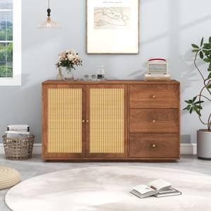 Sideboard Natur Ⅲ Braun - Holzwerkstoff - Polyrattan - 40 x 76 x 130 cm