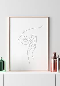 Hand Auf Gesicht Linienkunst Poster 30 x 21 x 30 cm